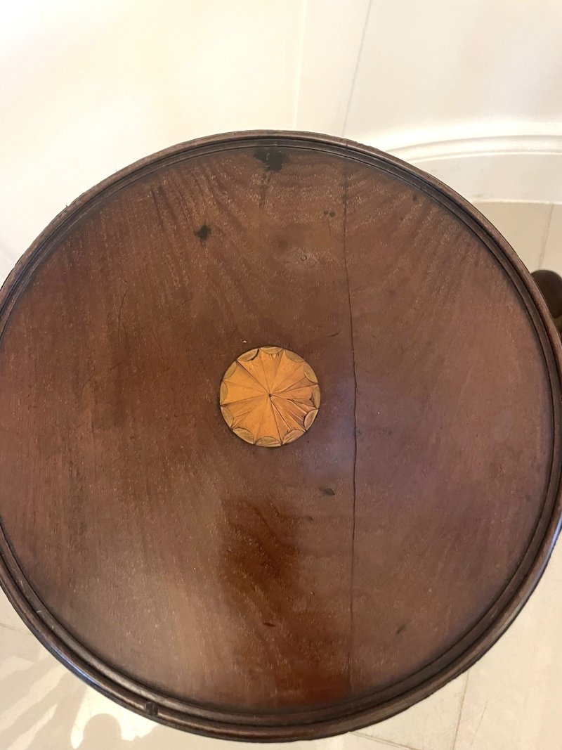 Near Pair of Antique Edwardian Quality Mahogany Inlaid Lamp Tables - Image 8